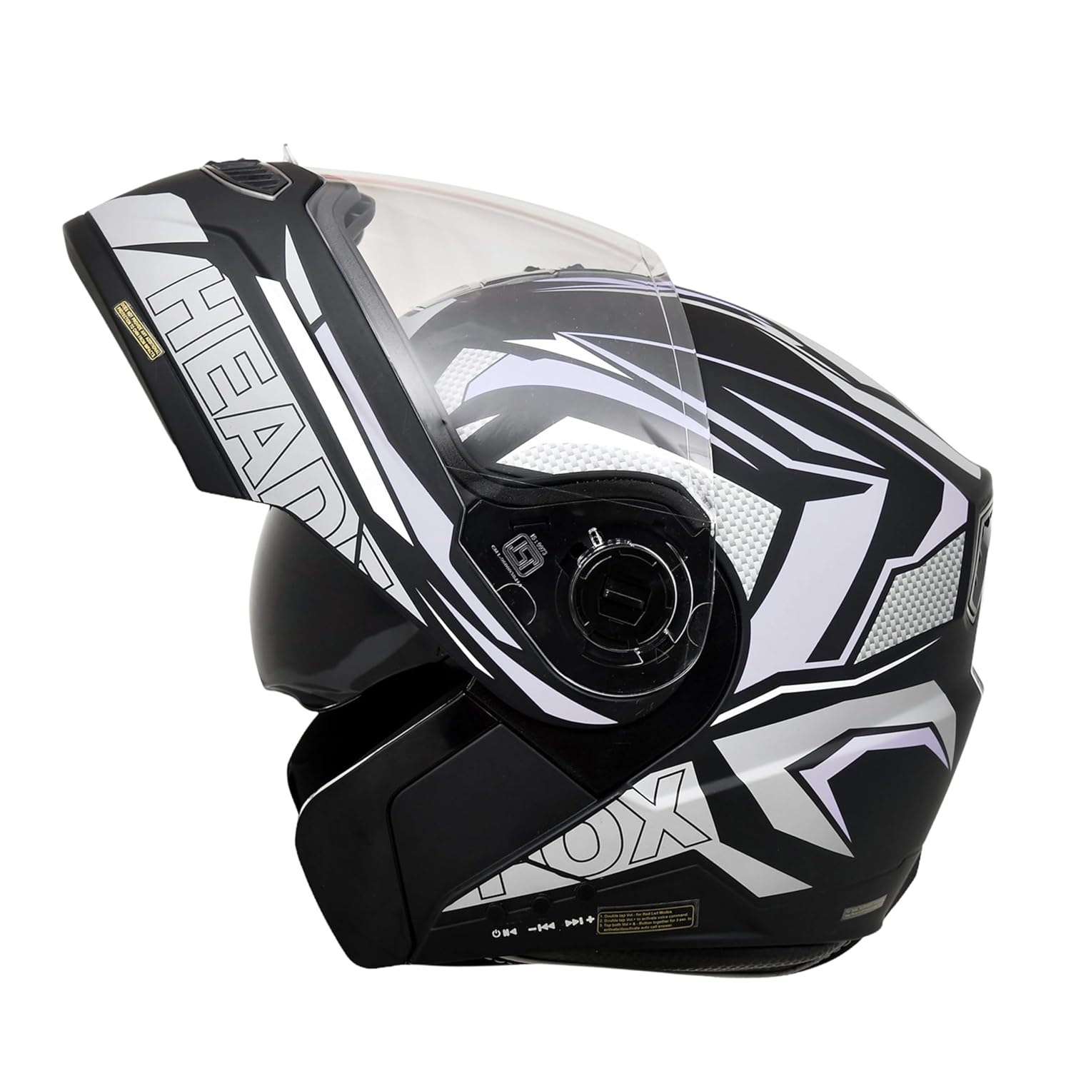 Advanced Flip-Up Motorcycle Helmet – Drop-Down Visor, White Finish - Image 2