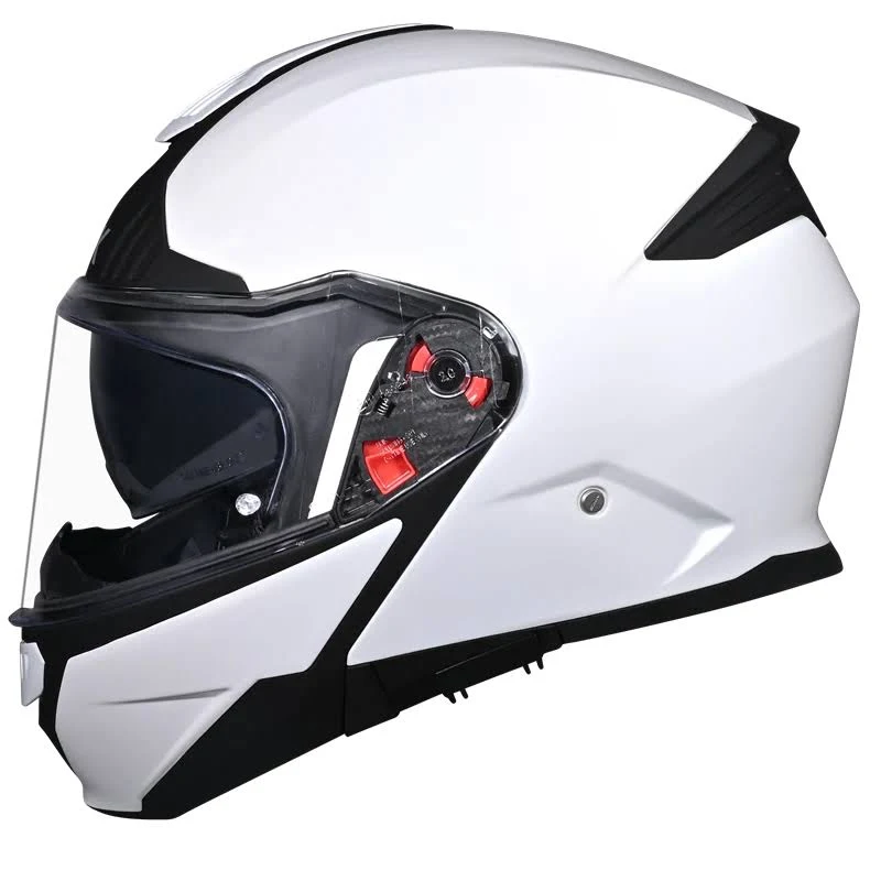 Advanced Flip-Up Motorcycle Helmet – Drop-Down Visor, White Finish