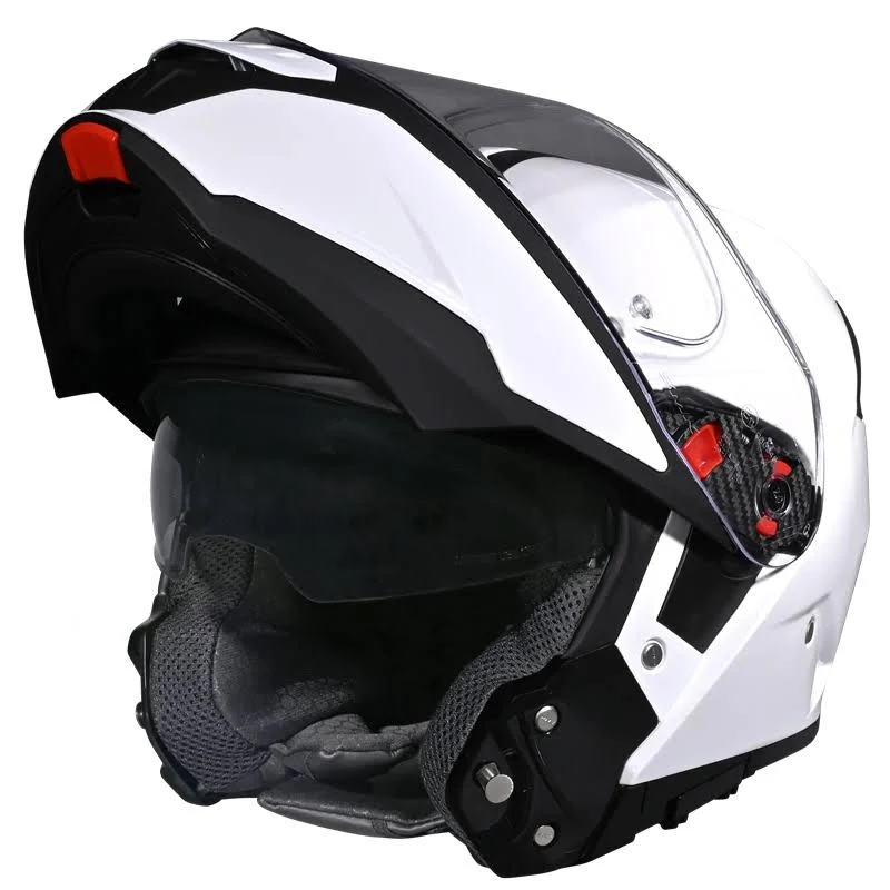 Advanced Flip-Up Motorcycle Helmet – Drop-Down Visor, White Finish - Image 2