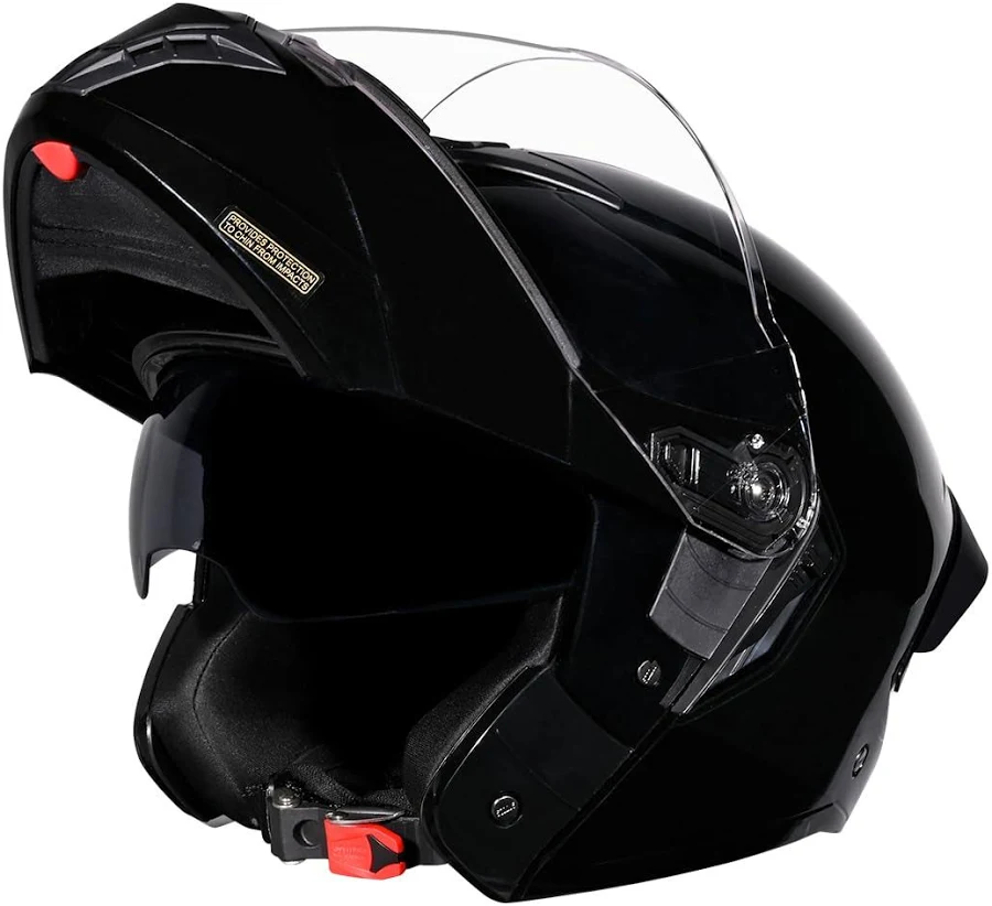 Lightweight Modular Helmet – DOT Certified, Inner Sun Visor, Black Finish - Image 2