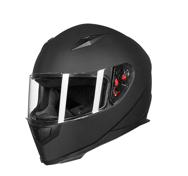 Full Face Motorcycle Street Bike Helmet with Removable Winter Neck Scarf & 2 Visors, DOT Certified (L, Matte Black) - Image 2