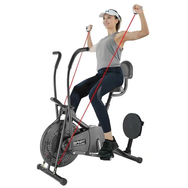 Patented Design Exercise Cycle for Home, Men & Women Fitness | Gym Cycle with Attached Resistance Band | Max User Weight: 120 Kg | For Free Installation, Contact Bionfit Customer Care