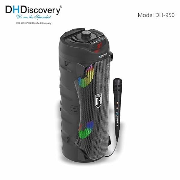 Party Speaker with MIC | 150W Bluetooth Wireless Speaker with Dual 4x2'' Woofers, FM, USB, TF Card, AUX & Wired MIC (Black)