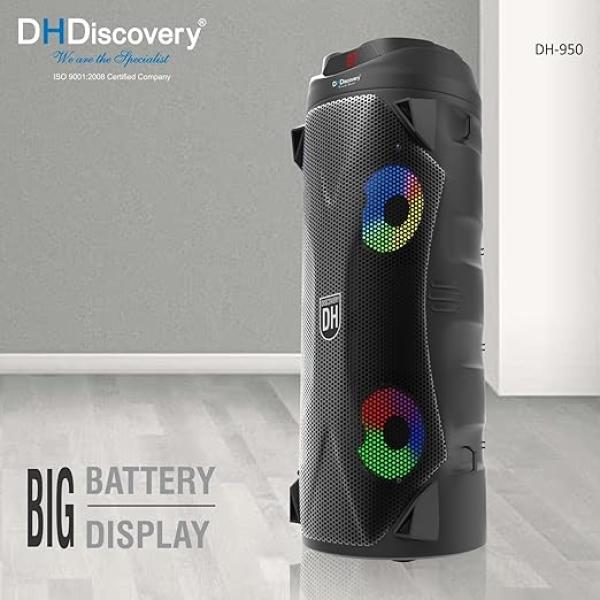 Party Speaker with MIC | 150W Bluetooth Wireless Speaker with Dual 4x2'' Woofers, FM, USB, TF Card, AUX & Wired MIC (Black)