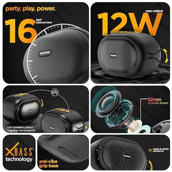 Pop 1200 with Upto 16 Hrs Playtime, 52mm Dynamic Driver (Black)