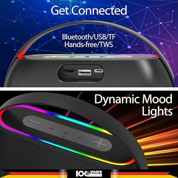 20W Boombox, Unbelievable Loud & Clear Music I Portable with easy to carry handle | A perfect carry around Sound Partner for outdoors