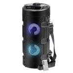 Wireless Bluetooth Portable Party Speaker with RGB Glow Lights, Wired Mic, Remote Control, FM Radio & Aux in/USB/TF Card Reader Input (20W RMS Output)