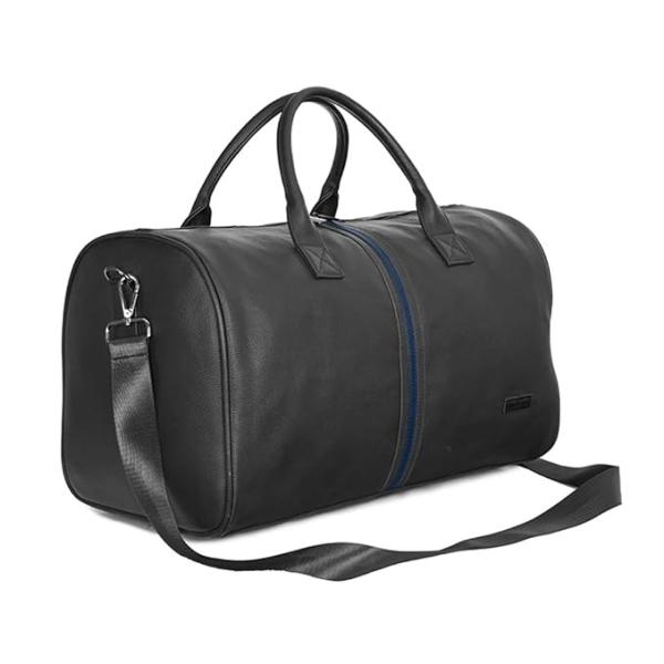 Cole Unisex Travel 30L Duffle Bag | Durable PU Vegan Leather | Detachable Adjustable Strap & Sturdy Stitching | Spacious & Stylish Travel, Gym, Weekend Bag for Men & Women | Black
