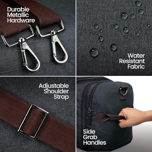 Overnight Medium Travel Duffel Polyester Bag for Men, Women - Expandable (Dark Grey, 38-45L)