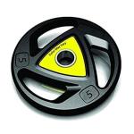 Olympic Barbell Rubber Weight Plates Pair with 50mm 3 Holes Hand Grip for Home/Gym (Colour may vary) (5 KG x 2)