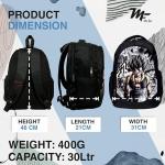 16 inch Anime Design Printed Backpack | Durable Polyester 30 Liter Anime Print Bag | Perfect for School, College, Office, Travel