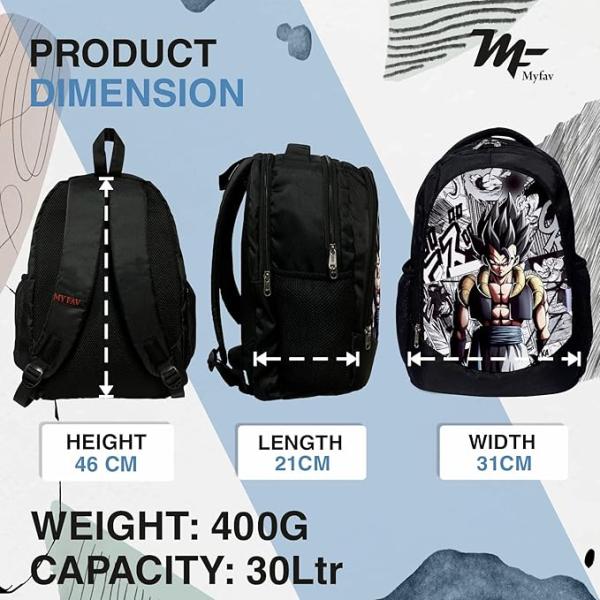 16 inch Anime Design Printed Backpack | Durable Polyester 30 Liter Anime Print Bag | Perfect for School, College, Office, Travel