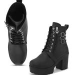 Trendy Ankle Boots with Lace-Up, Zipper