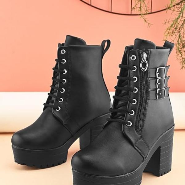 Trendy Ankle Boots with Lace-Up, Zipper