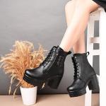 Trendy Ankle Boots with Lace-Up, Zipper
