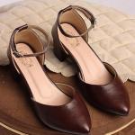 Women’s Pointed Toe Block Heel Fashion Sandals with Buckled Ankle Strap With Non Slip Sole