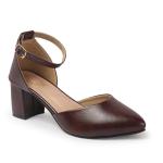 Women’s Pointed Toe Block Heel Fashion Sandals with Buckled Ankle Strap With Non Slip Sole