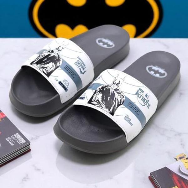 Authentic Batman Gotham City Men's Ultra Soft Sliders/Slippers for Men with Soft Cushion | Everyday Flip Flops for Gents/Boys