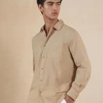 Men's Full Sleeve Casual Shirt - Regular Fit | Shirts for Men | Solid Color | Textured Shirt