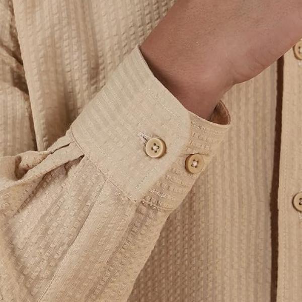 Men's Full Sleeve Casual Shirt - Regular Fit | Shirts for Men | Solid Color | Textured Shirt