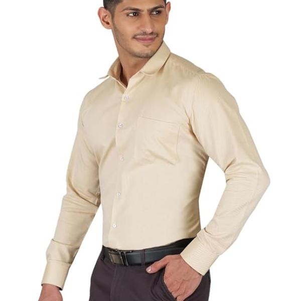 Men's Slim Fit Formal Shirt | Full Sleeves, Spread Collar with Hanging Piping