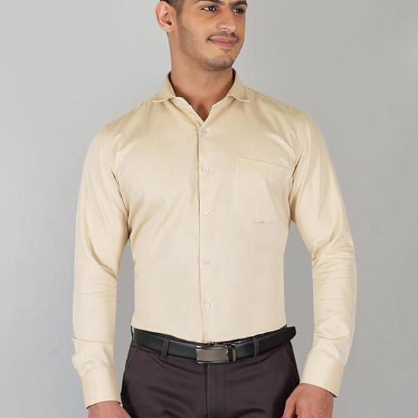 Men's Slim Fit Formal Shirt | Full Sleeves, Spread Collar with Hanging Piping