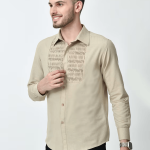 Beige self design casual shirt