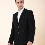 Men l Premium Casual Blazer Slim Fit Notched Collar Polyester Fabric Solid Pattern