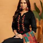 Women's Embroidered Mirror Work Cotton Straight Salwar Kurta Dupatta Set | Wedding Outfit | Ethnic Set | Outfit