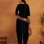 Women's Embroidered Mirror Work Cotton Straight Salwar Kurta Dupatta Set | Wedding Outfit | Ethnic Set | Outfit