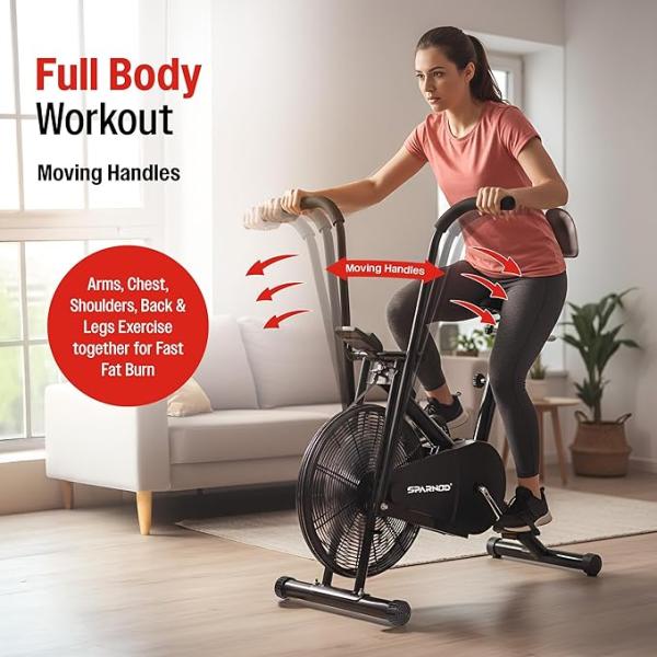 Air Bike Exercise Cycle for Home Gym with Back Support | Full Body Workout – Arms & Legs Dual Action