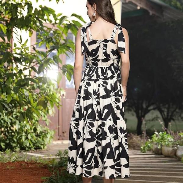 Women's Printed Cotton Tiered Dress