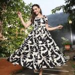 Women's Printed Cotton Tiered Dress