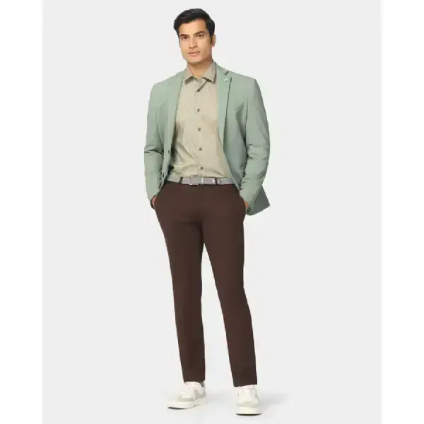 BLACKBERRYS-Slim Comfort B-95 Formal Black Solid Trouser - Oak