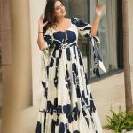 Western Dress for Women | Stylish Maxi Wear | Long One Piece | Floral Printed Frock for Womens Gown
