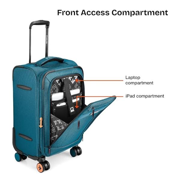 Berlin Expander Soft-Sided Polyester Cabin Luggage 20 inch | 55cm | 8 Wheels Small Trolley Bag for Travel