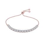 Stylish Rose Gold Plated Cubic Zirconia American Diamond Adjustable Bracelet For Women