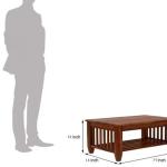 Wooden Center Coffee Table with Storage | Solid Sheesham Wood Centre Table