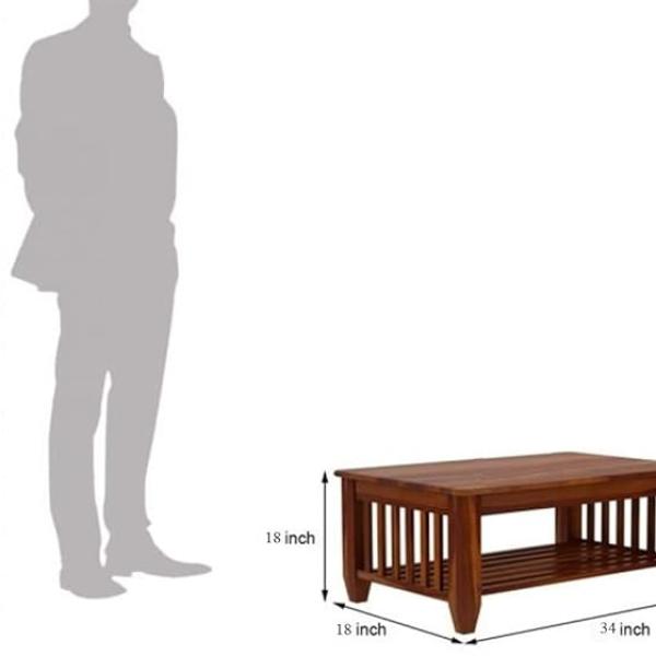 Wooden Center Coffee Table with Storage | Solid Sheesham Wood Centre Table