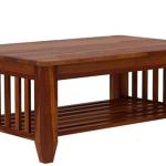 Wooden Center Coffee Table with Storage | Solid Sheesham Wood Centre Table