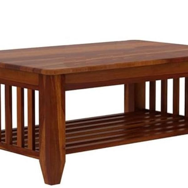 Wooden Center Coffee Table with Storage | Solid Sheesham Wood Centre Table