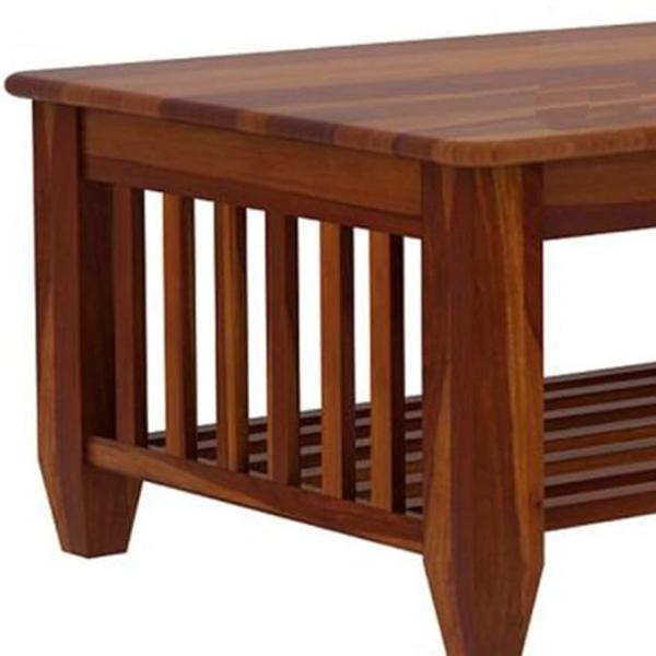 Wooden Center Coffee Table with Storage | Solid Sheesham Wood Centre Table