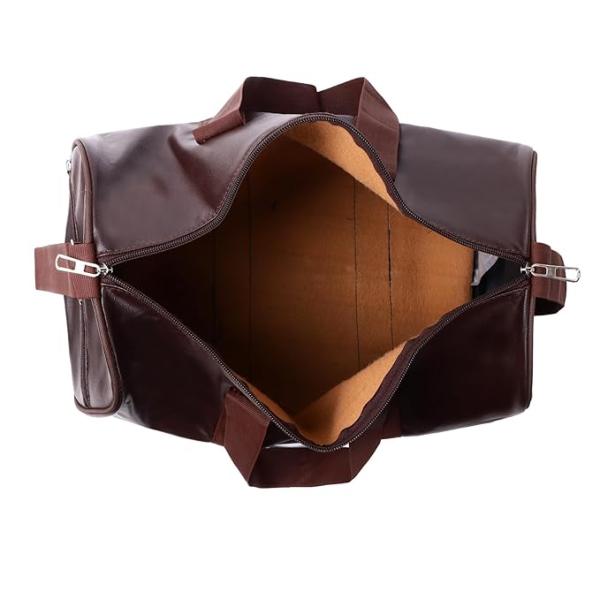 Leather Gym Duffel Bag | Shoulder Gym Bag | Sports and Travel Bag | Fitness Bag | Gym, Basketball, Football, Multipurpose with Side Compartments for Men, Women, Boys & Girls 23 cm (Brown)