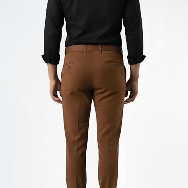 Men's Cotton Mid Waist Bootcut Bell Bottom Solid Formal Trouser