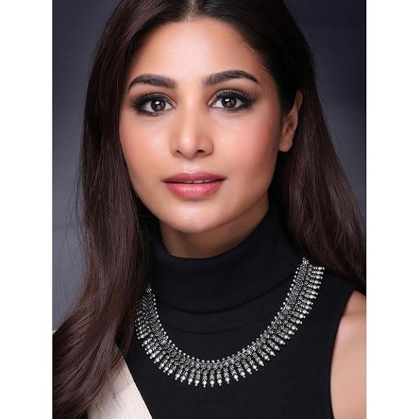 Choker Necklace Bohemian Oxidised Antique Tribal Style Trendy Jewellery Gift for Women & Girls