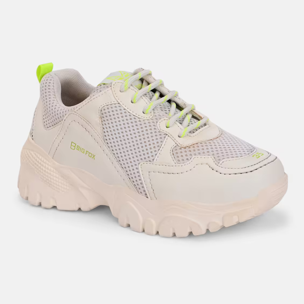 Women white lace-up sneakers