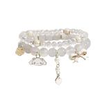 Crystal Bracelet for Girls Stylish Double Layer Pearl Crystal Bead Bracelets Jewelry