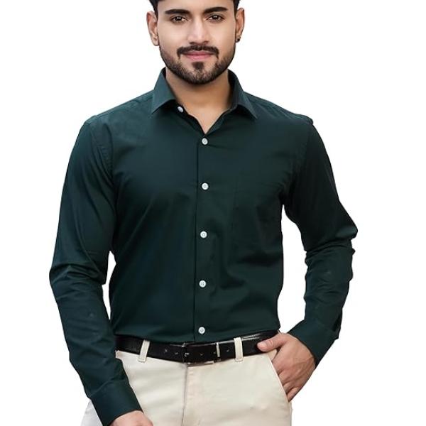 Men’s Solid Premium Cotton Twill Formal Shirt | Full Sleeve | Regular Fit | Soft & Durable Fabric