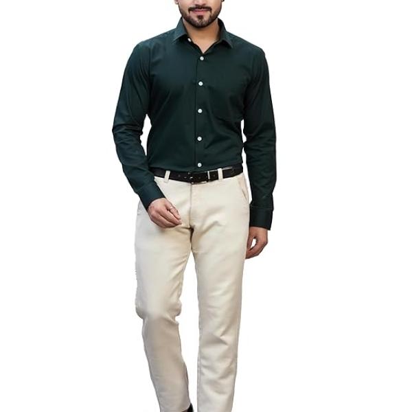 Men’s Solid Premium Cotton Twill Formal Shirt | Full Sleeve | Regular Fit | Soft & Durable Fabric
