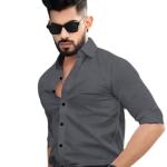 Cotton Spread Collar Long Sleeve Shirt for Men Formal Wear Office Wear